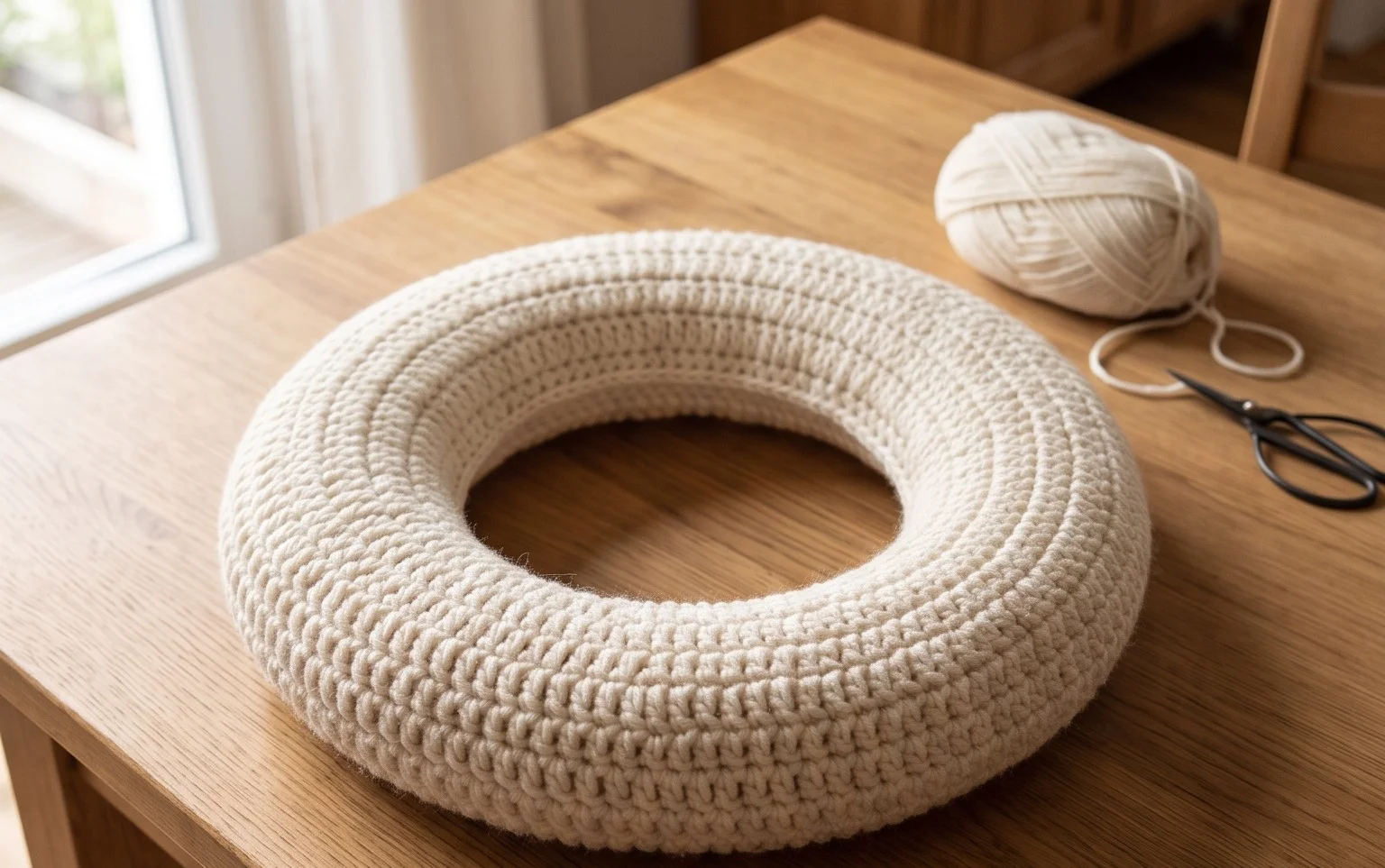 Kranz umhäkeln: Kostenlose Anleitung für 30 cm Basis